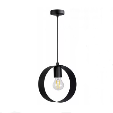 NG Santas Φωτιστικό Οροφής Μεταλλικό Μαύρο E27 Φ25cm 204-A-1-BL